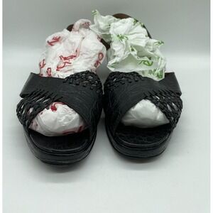 Vintage BALLY Shoes Women's Black Leather Wedges Slingback Sandals Italy Size 7